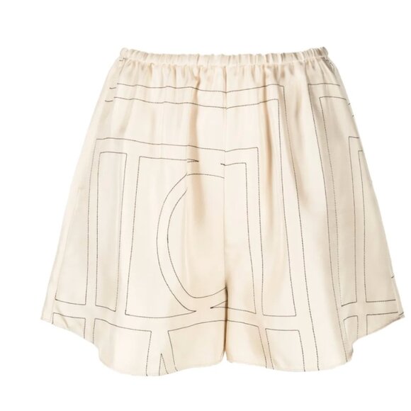 Toteme Pants - TOTEME monogram-print silk shorts